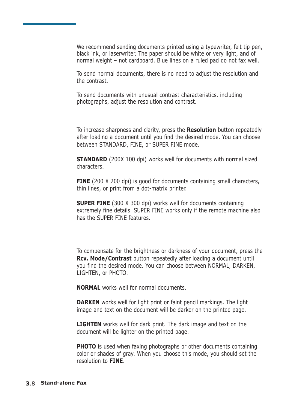 Setting document resolution and contrast | Samsung SF-555P User Manual | Page 57 / 175