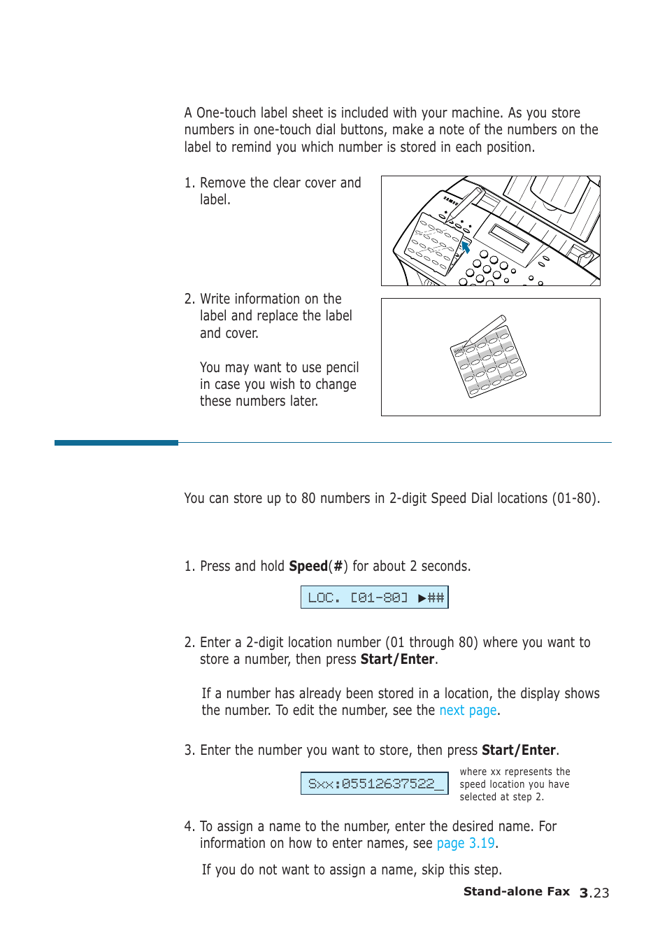 Speed dialling | Samsung SF-555P User Manual | Page 72 / 175