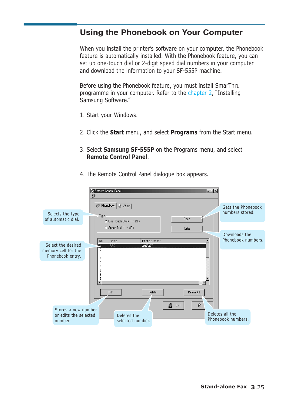 Using the phonebook on your computer | Samsung SF-555P User Manual | Page 74 / 175