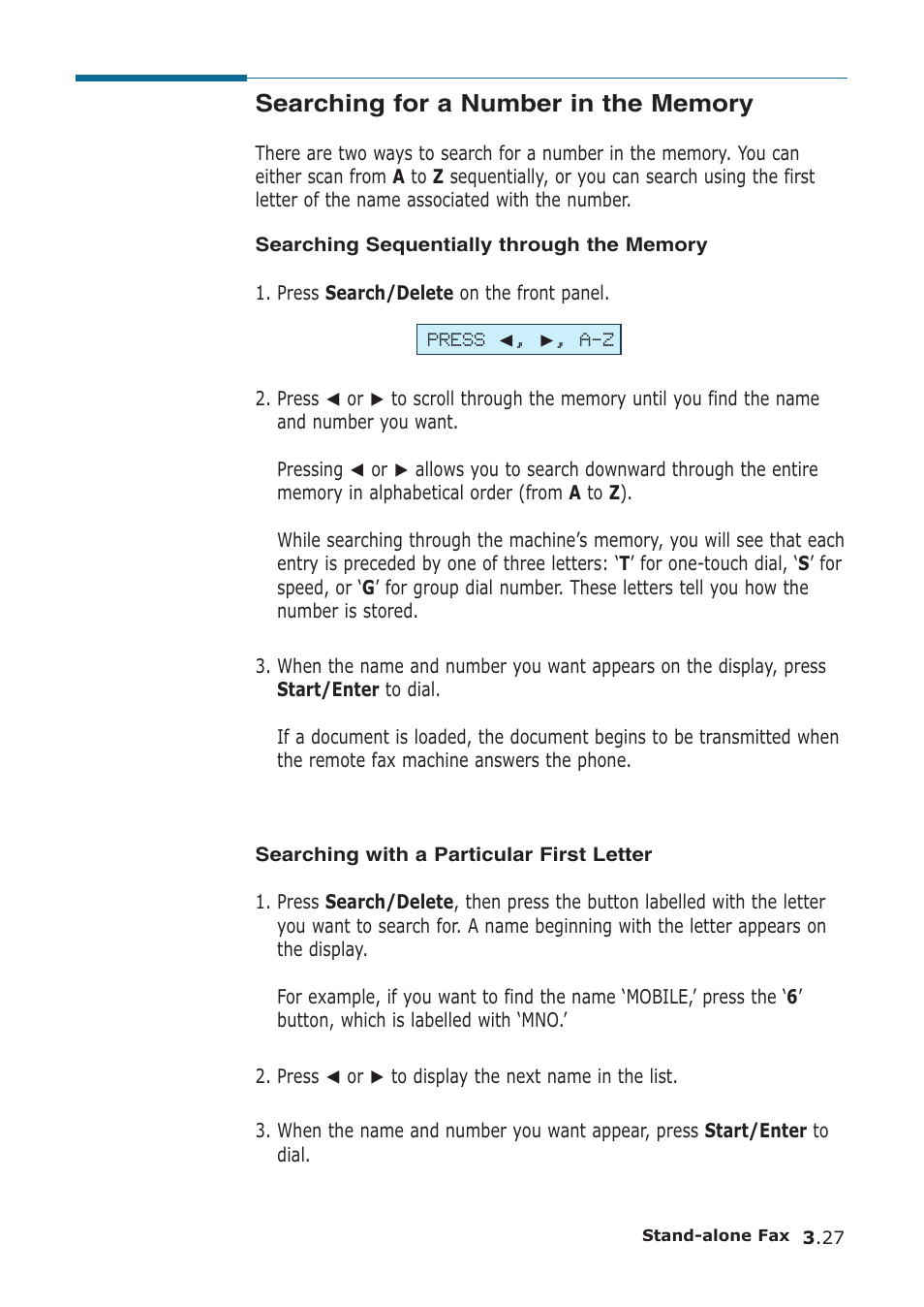 Searching for a number in the memory | Samsung SF-555P User Manual | Page 76 / 175