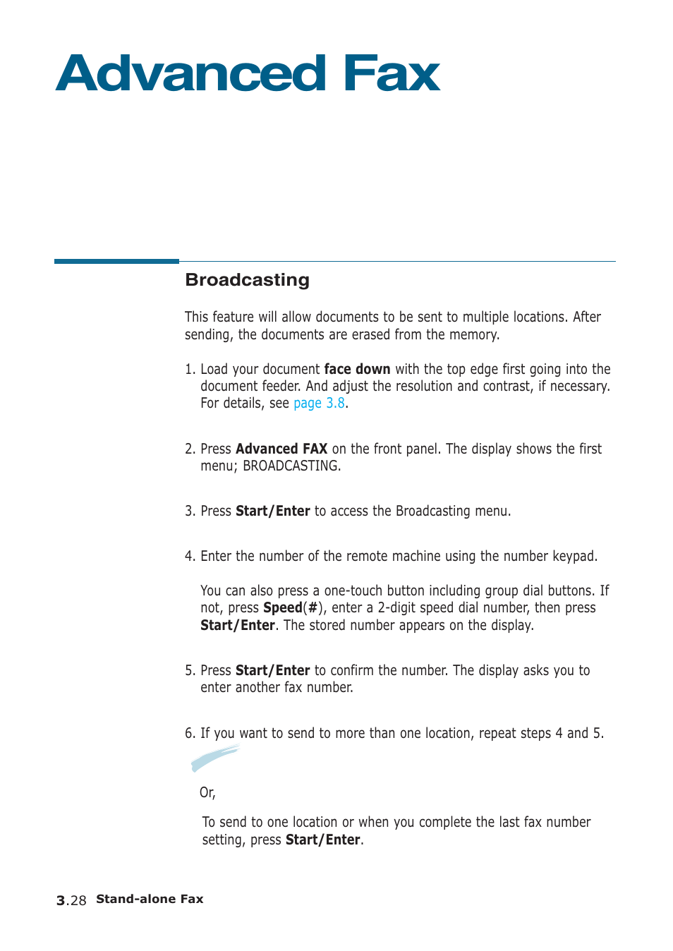 Advanced fax, Broadcasting | Samsung SF-555P User Manual | Page 77 / 175