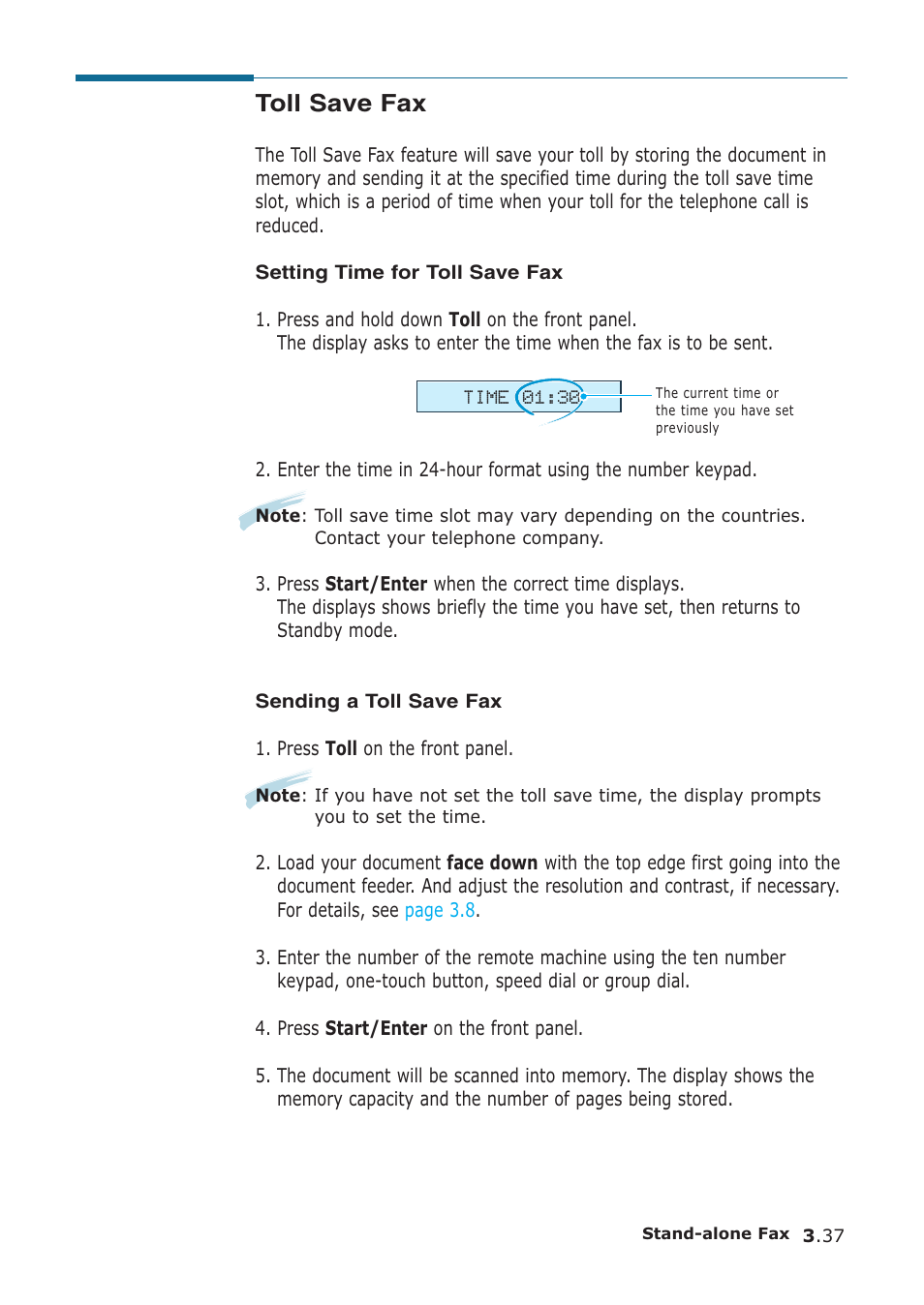 Toll save fax | Samsung SF-555P User Manual | Page 86 / 175