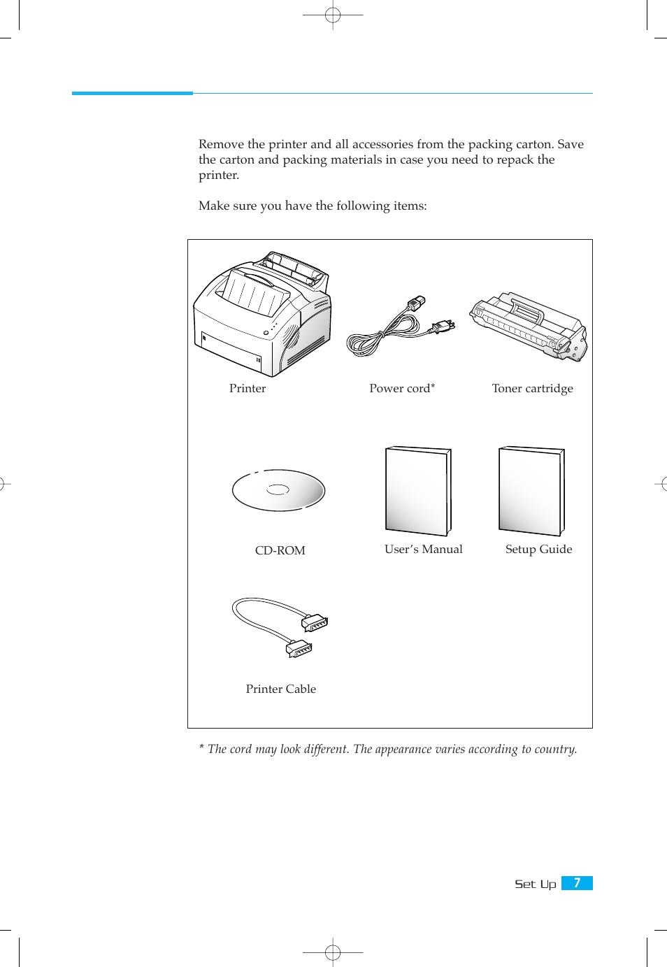 Unpacking | Samsung ML-5000A User Manual | Page 14 / 21