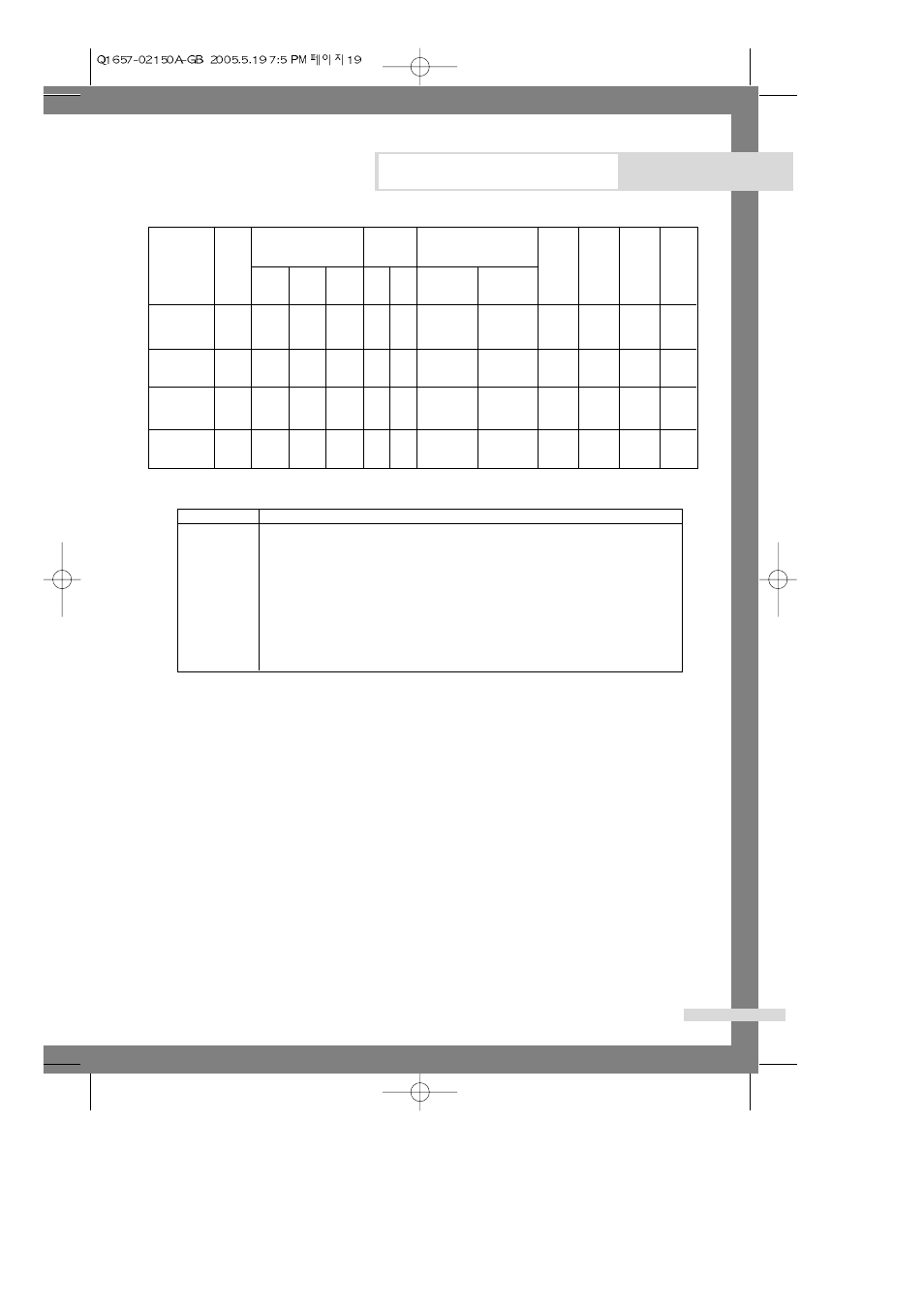 Programme chart | Samsung Q1457(T/S/V) User Manual | Page 21 / 24