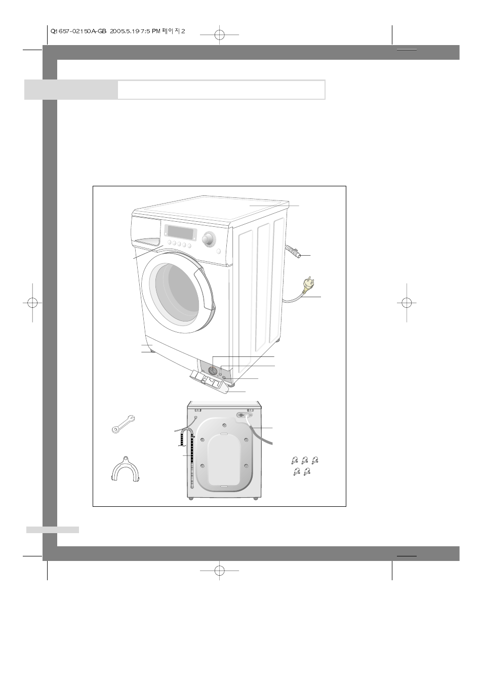 Installing the washing machine, Overview of the washing machine, Unpacking the washing machine | Samsung Q1457(T/S/V) User Manual | Page 4 / 24