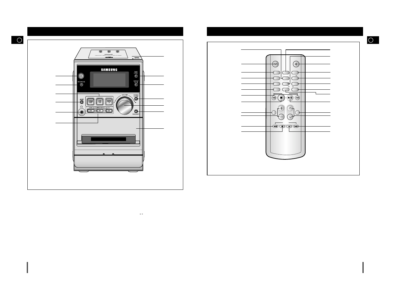 Installing your micro-component system, Front panel view, Remote control | Samsung MM-J5S User Manual | Page 3 / 12