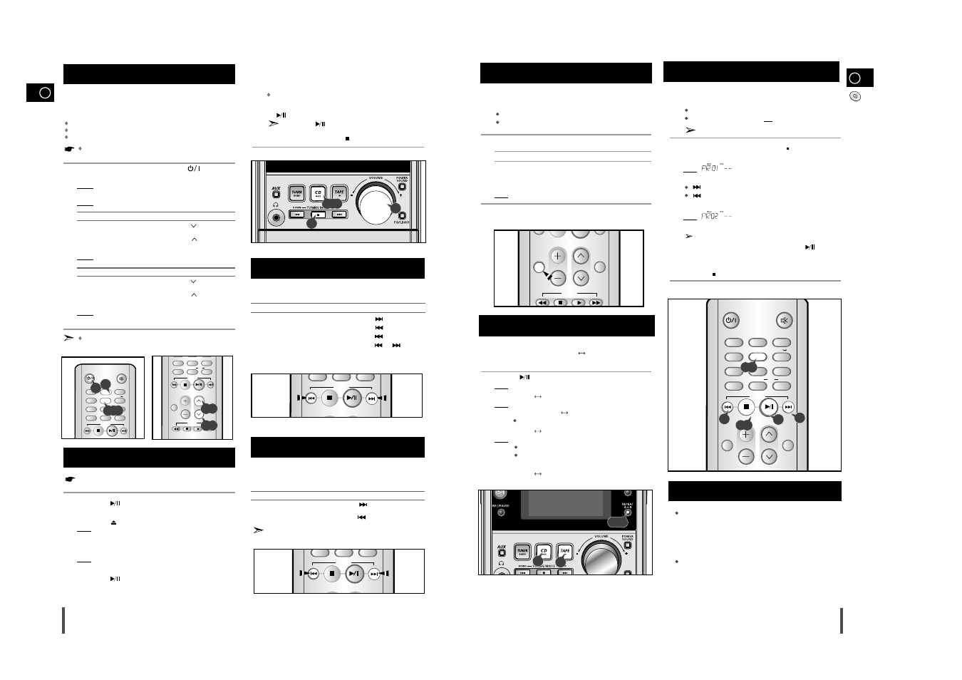 Setting the clock, Cd-player, Listening to a compact disc | Selecting a track, Searching for a specific music passage on a cd, Cd repeat function, Repeat a-b function, Programming the order of playback, Regarding the playback of cd-r/rw | Samsung MM-J5S User Manual | Page 6 / 12