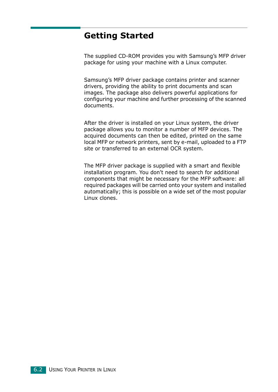 Getting started | Samsung Laser MFP SCX-4100 User Manual | Page 103 / 169