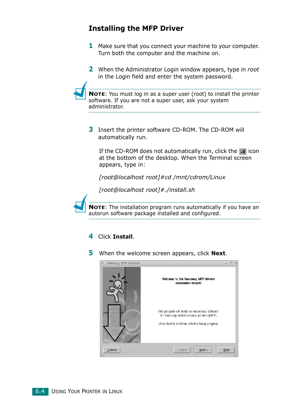 Installing the mfp driver | Samsung Laser MFP SCX-4100 User Manual | Page 105 / 169