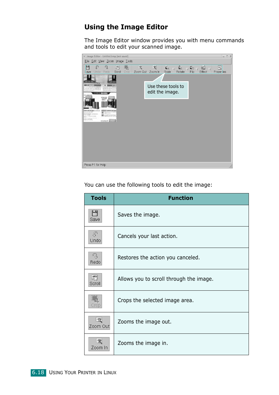 Using the image editor | Samsung Laser MFP SCX-4100 User Manual | Page 119 / 169