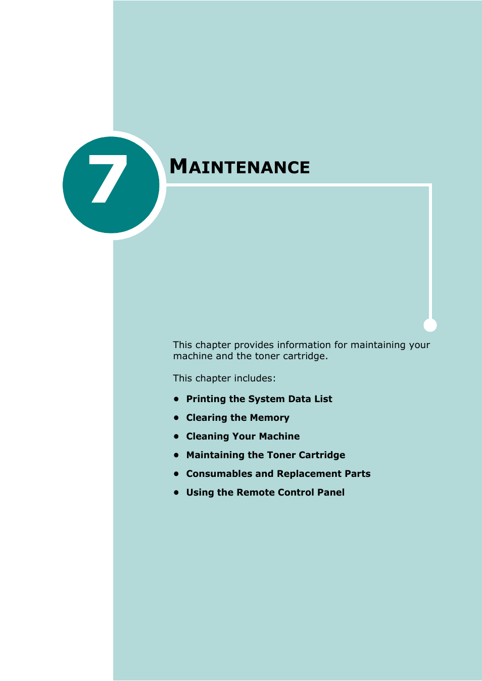 Maintenance, Chapter 7, Aintenance | Samsung Laser MFP SCX-4100 User Manual | Page 122 / 169