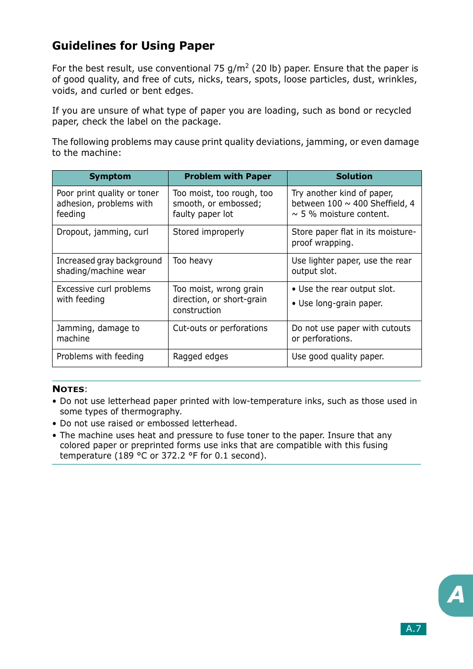Guidelines for using paper | Samsung Laser MFP SCX-4100 User Manual | Page 160 / 169