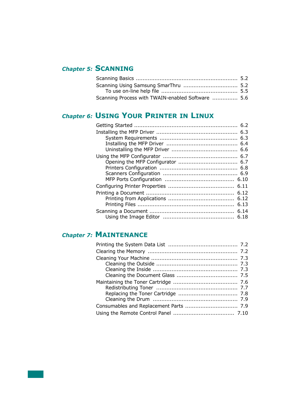 Samsung Laser MFP SCX-4100 User Manual | Page 7 / 169