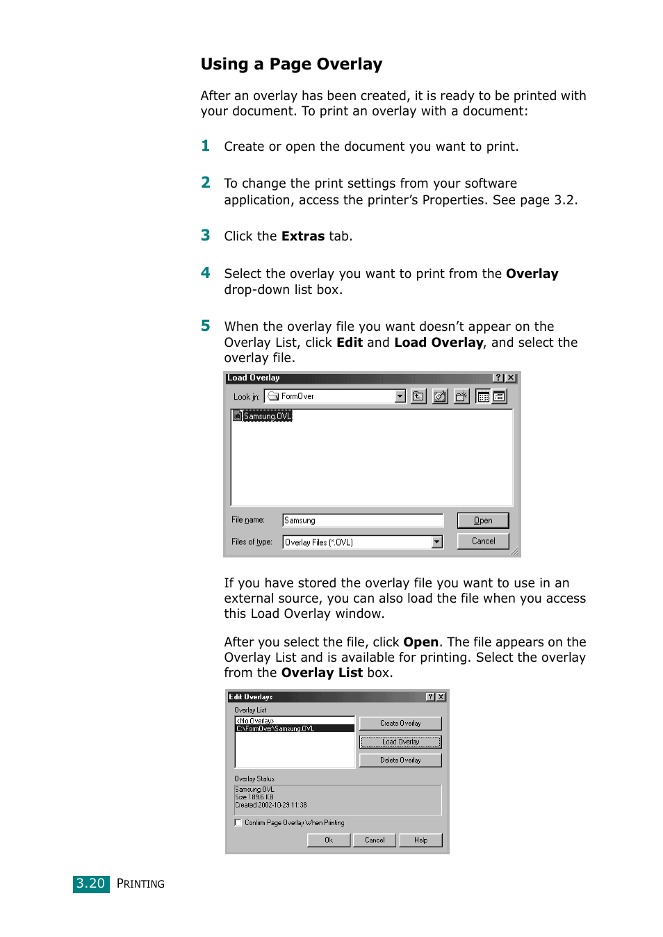 Using a page overlay | Samsung Laser MFP SCX-4100 User Manual | Page 77 / 169