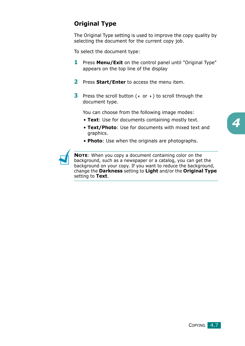 Original type | Samsung Laser MFP SCX-4100 User Manual | Page 88 / 169