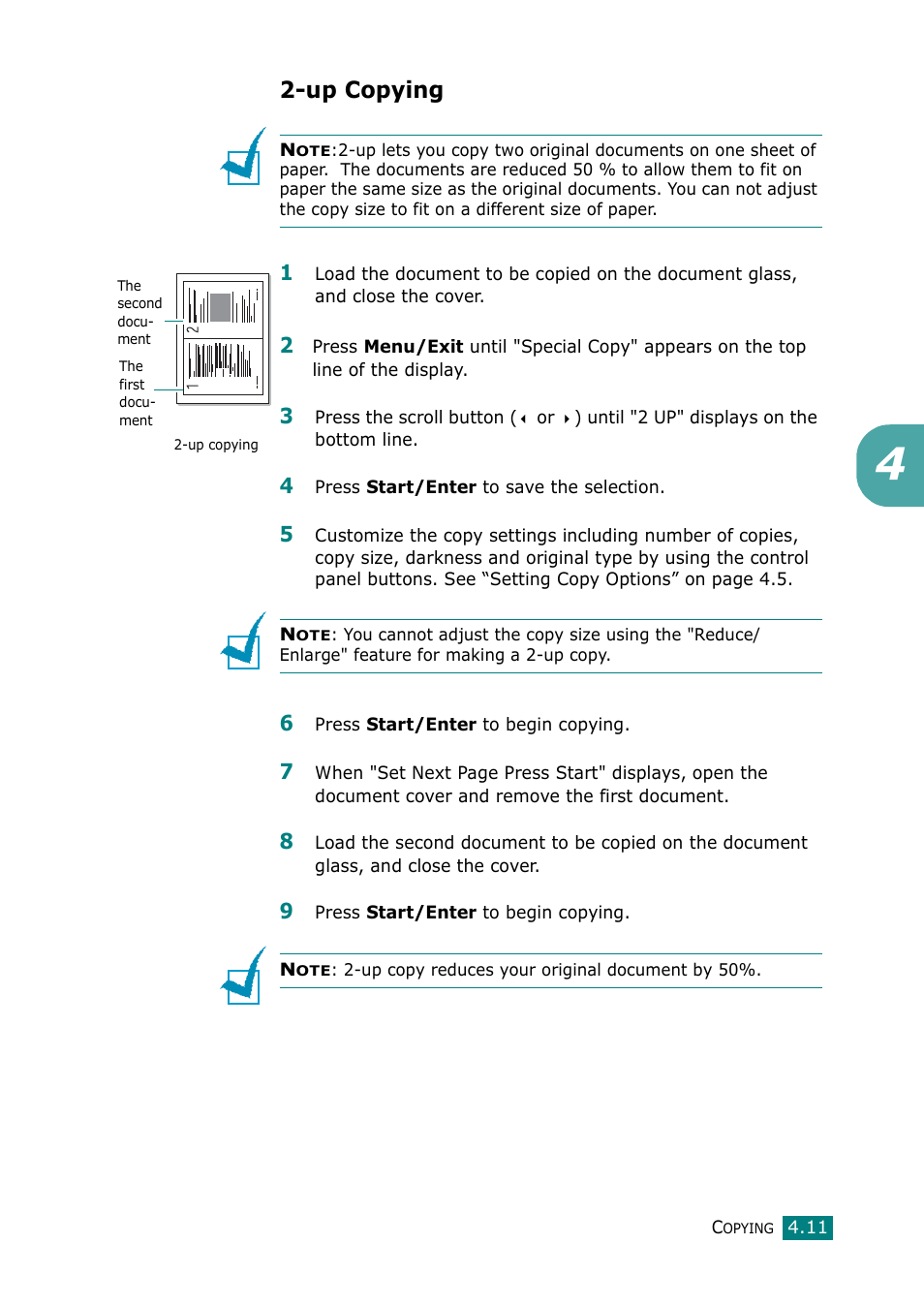 Up copying | Samsung Laser MFP SCX-4100 User Manual | Page 92 / 169