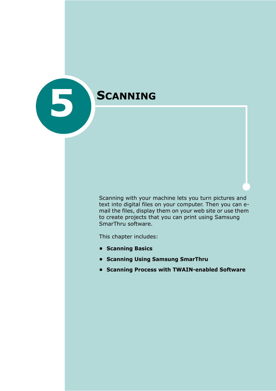 Scanning, Chapter 5, Canning | Samsung Laser MFP SCX-4100 User Manual | Page 96 / 169