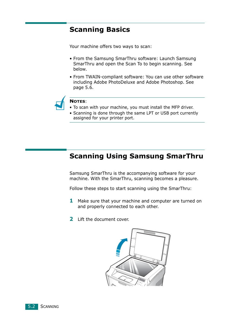 Scanning basics, Scanning using samsung smarthru, Scanning basics scanning using samsung smarthru | Samsung Laser MFP SCX-4100 User Manual | Page 97 / 169