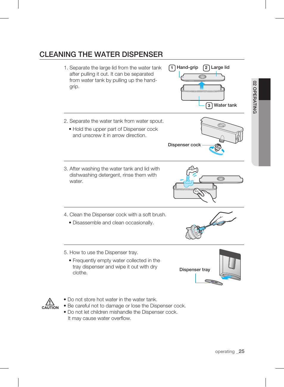 Cleaning the water dispenser | Samsung DA99-01906A User Manual | Page 25 / 32