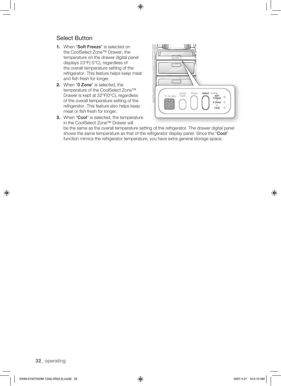 Select button | Samsung SRS610HDSS User Manual | Page 32 / 44