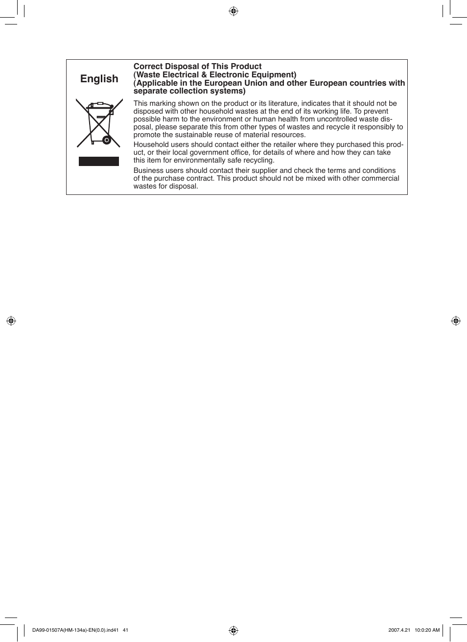 English | Samsung SRS610HDSS User Manual | Page 41 / 44