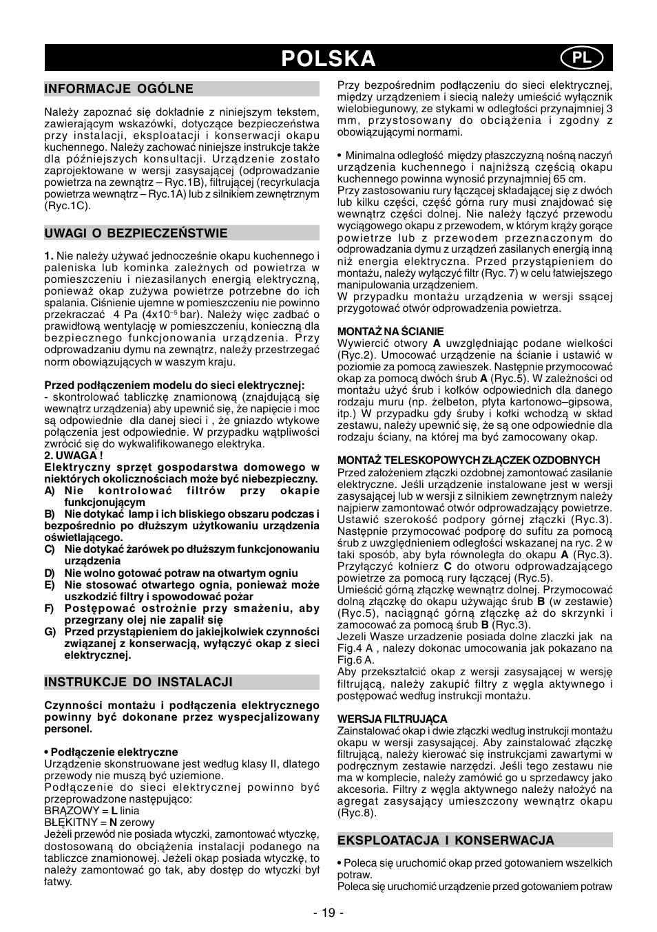 Polska | Ardo IT90inox User Manual | Page 19 / 28