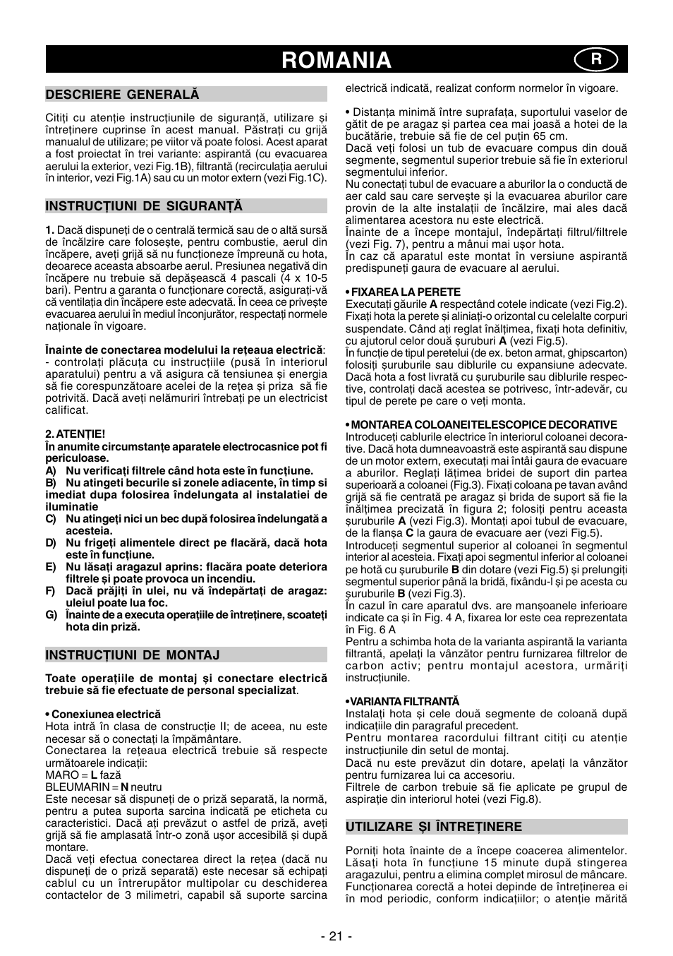 Romania | Ardo IT90inox User Manual | Page 21 / 28