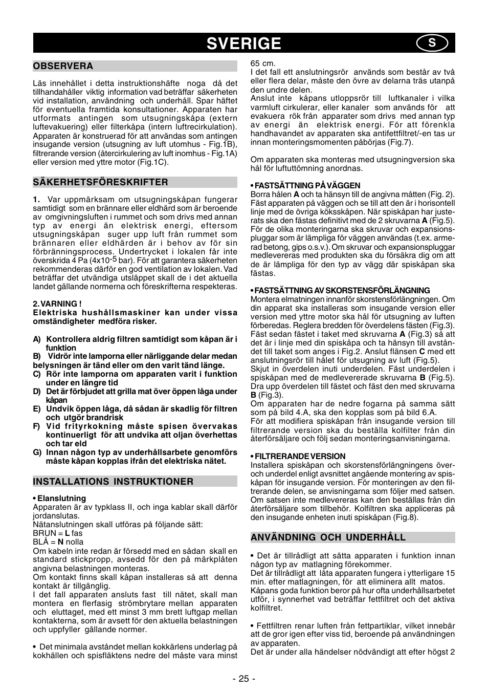 Sverige | Ardo IT90inox User Manual | Page 25 / 28