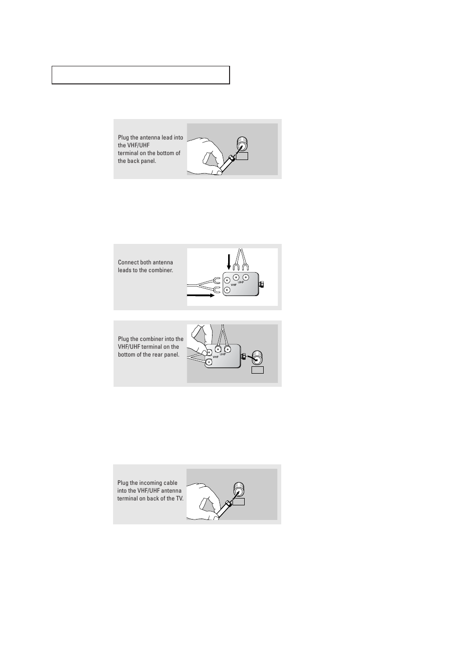 Antennas with 75-ohm round leads, Separate vhf and uhf antennas, Connecting cable tv | Cable without a cable box | Samsung CL17M2MQ User Manual | Page 10 / 40