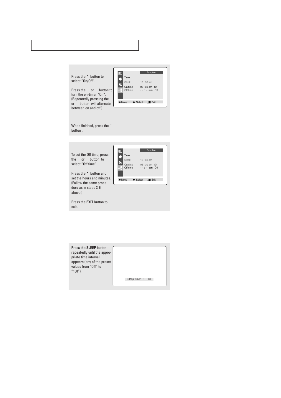 Setting the sleep timer | Samsung CL17M2MQ User Manual | Page 36 / 40