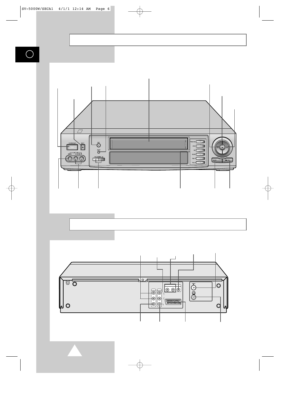 Front view of the vcr rear view of the vcr | Samsung SV-5000 User Manual | Page 10 / 56