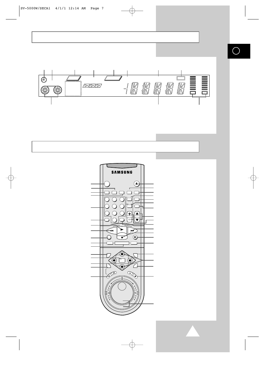 Display indicators infrared remote control, Vps pdc slp vcr | Samsung SV-5000 User Manual | Page 11 / 56