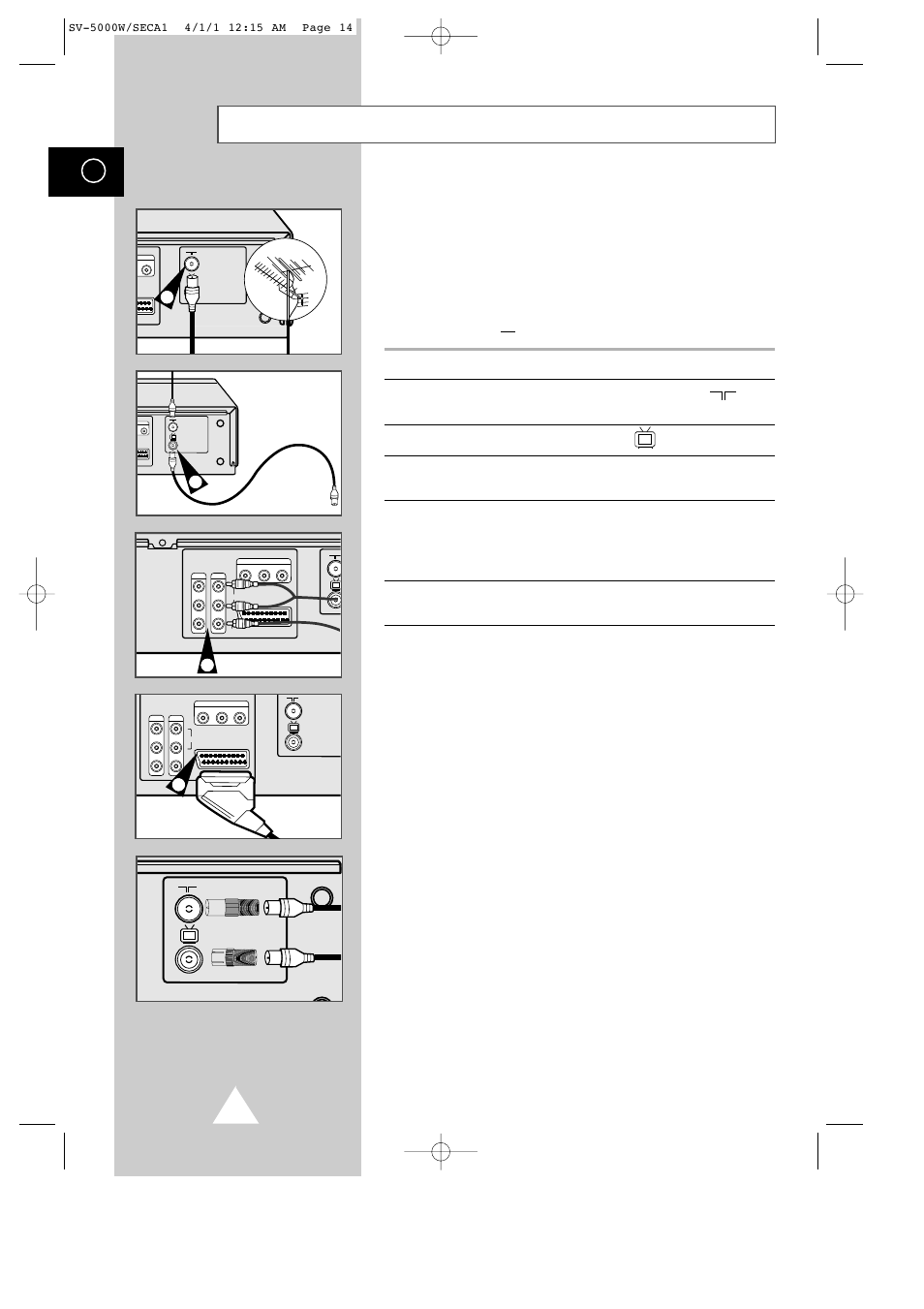 Connecting your vcr to the tv, Remove the 75 ω coaxial cable from the television | Samsung SV-5000 User Manual | Page 18 / 56