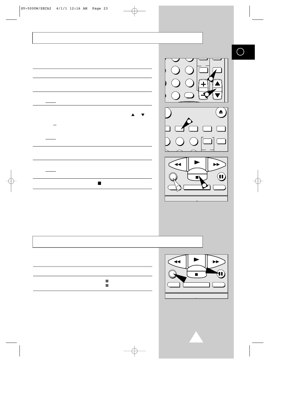 Recording a program, Stopping a recording temporarily | Samsung SV-5000 User Manual | Page 27 / 56