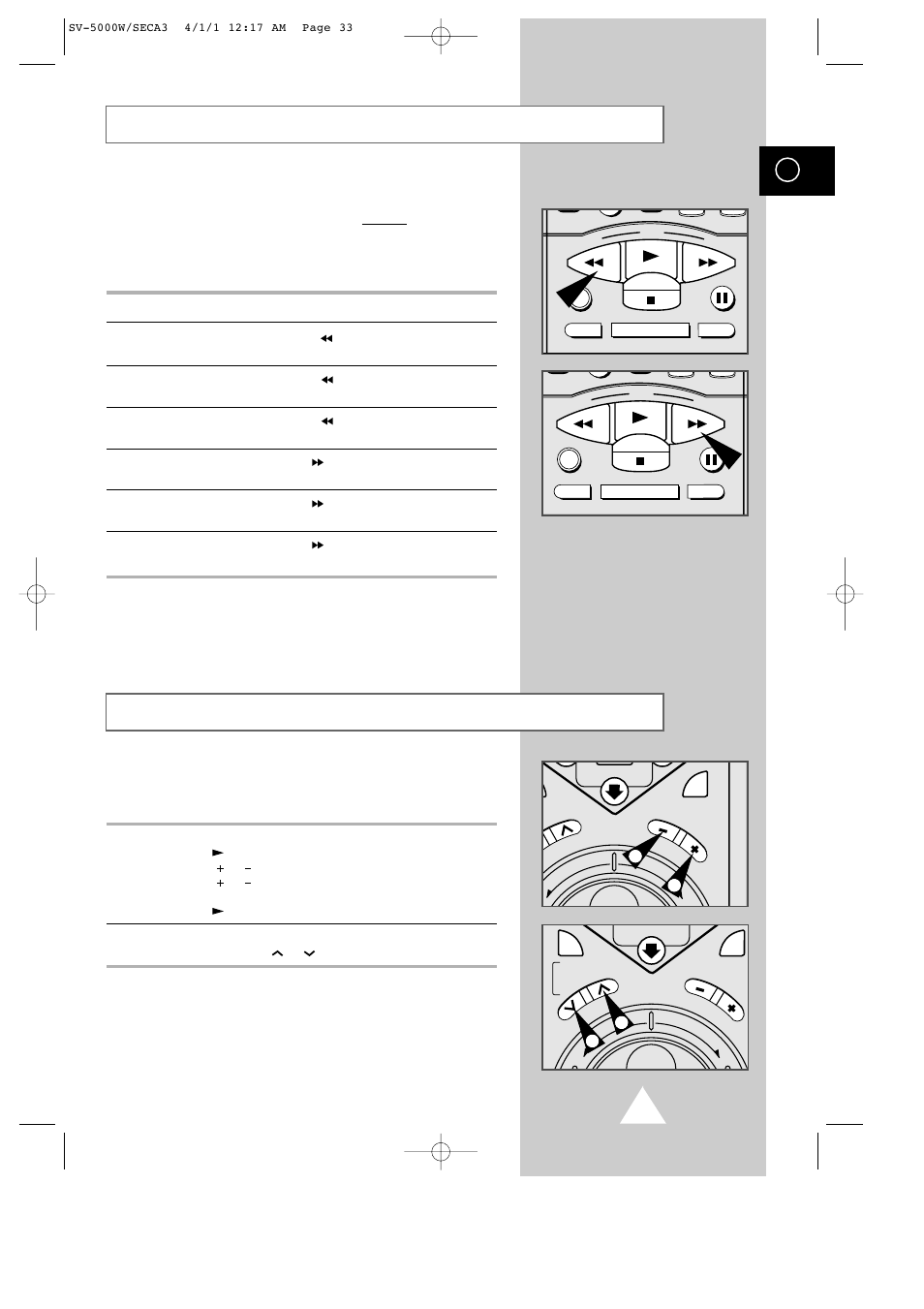 Rewinding and fast-forwarding a cassette, Playing a cassette in slow motion | Samsung SV-5000 User Manual | Page 37 / 56