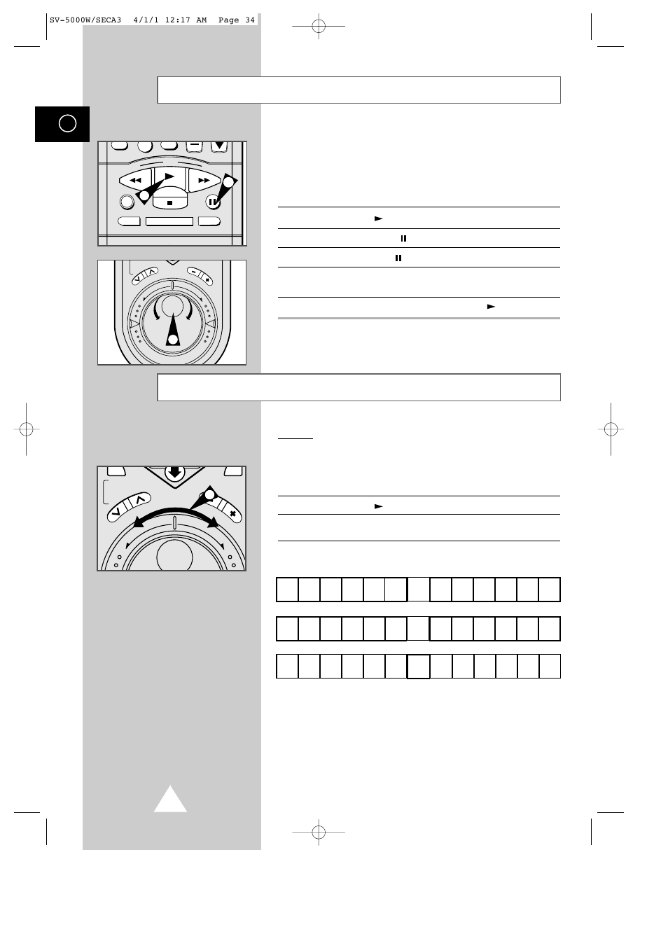 Playing a sequence frame by frame, Playing a sequence at variable speeds, No sound is heard when playing back frame by frame | Instead of step, Lp on pal/secam/mesecam/pal-n), Sp on all systems) (slp on ntsc/pal-m) | Samsung SV-5000 User Manual | Page 38 / 56