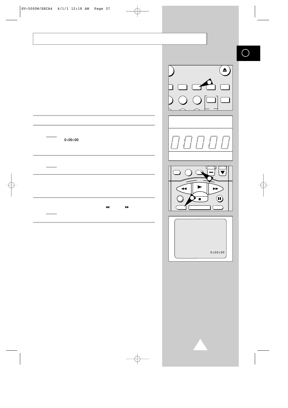 Using the tape counter | Samsung SV-5000 User Manual | Page 41 / 56