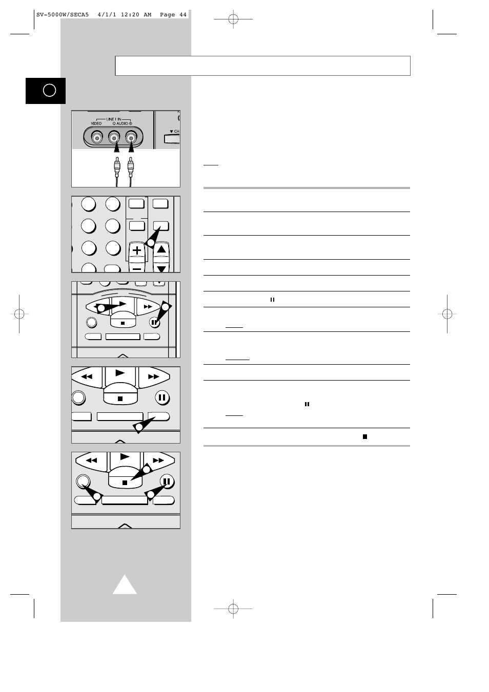 Audio dubbing a pre-recorded cassette | Samsung SV-5000 User Manual | Page 48 / 56