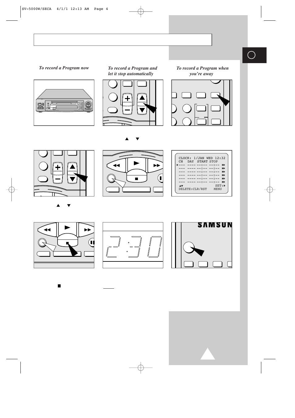 Quick reference guide | Samsung SV-5000 User Manual | Page 5 / 56