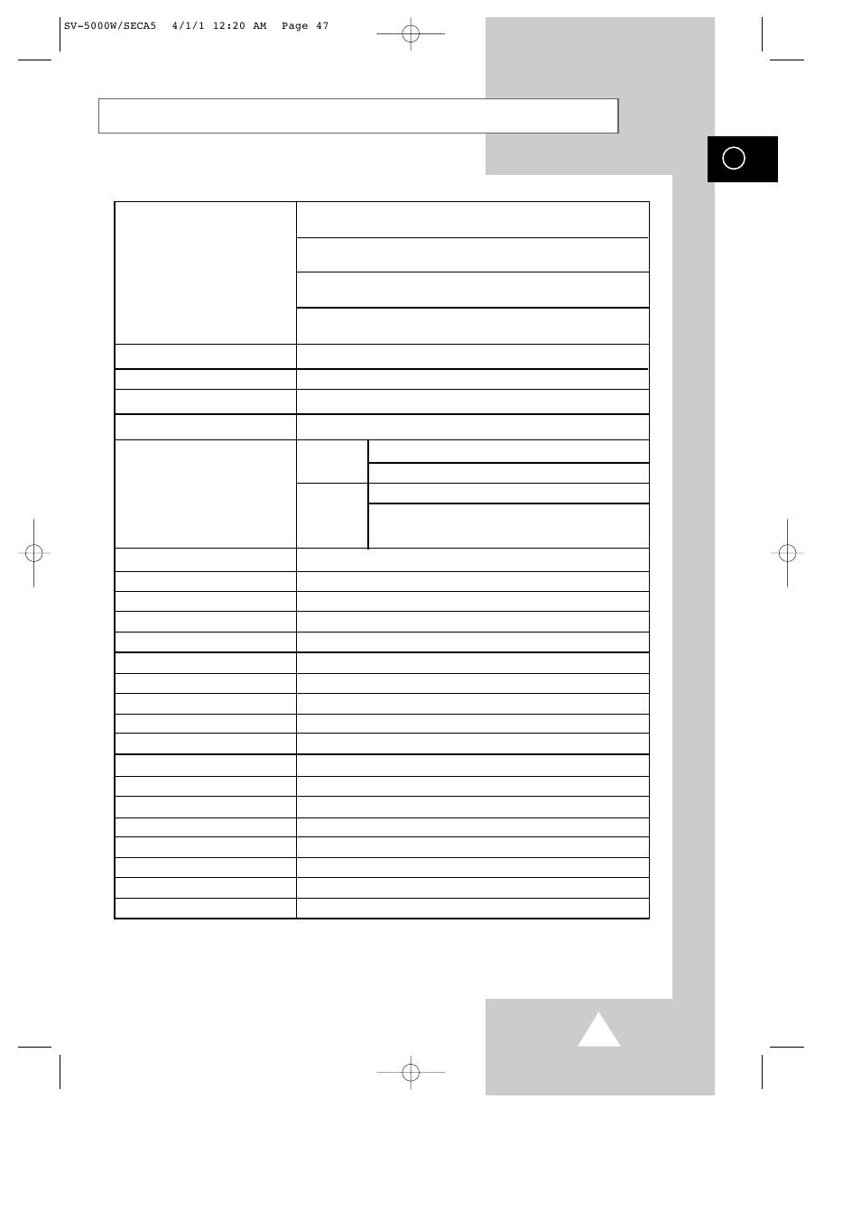 Technical specifications | Samsung SV-5000 User Manual | Page 51 / 56