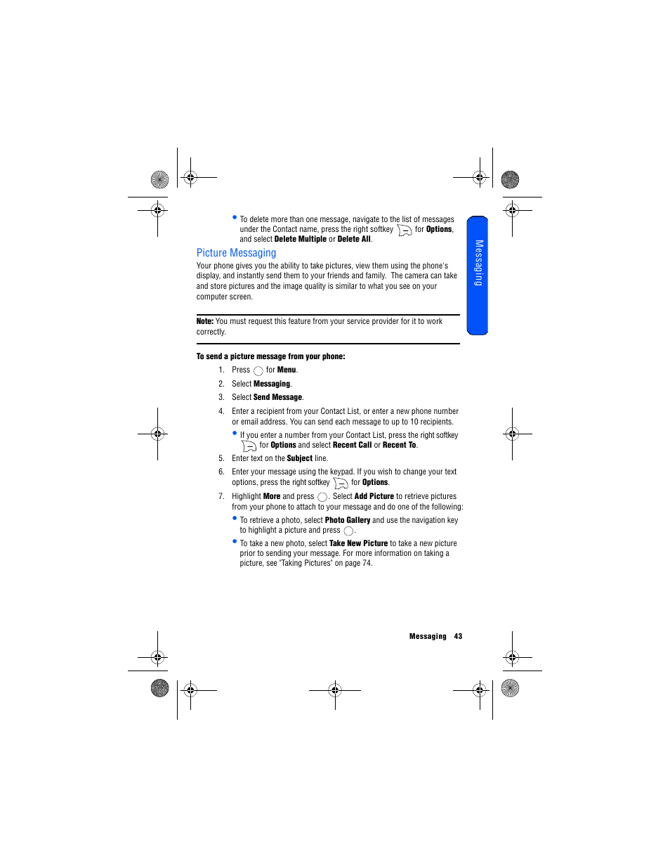 Picture messaging | Samsung 12172009 User Manual | Page 50 / 117