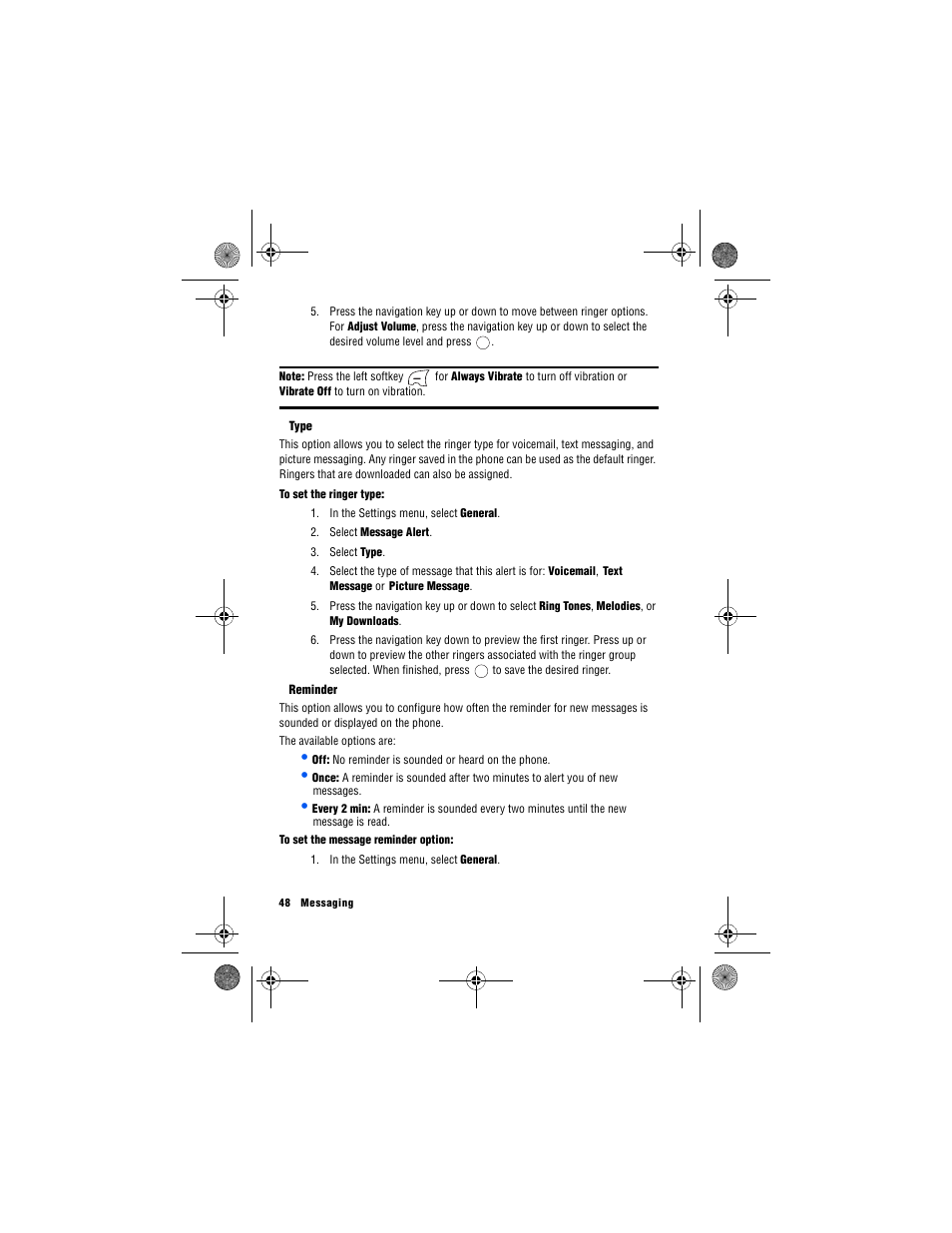 Type, Reminder | Samsung 12172009 User Manual | Page 55 / 117