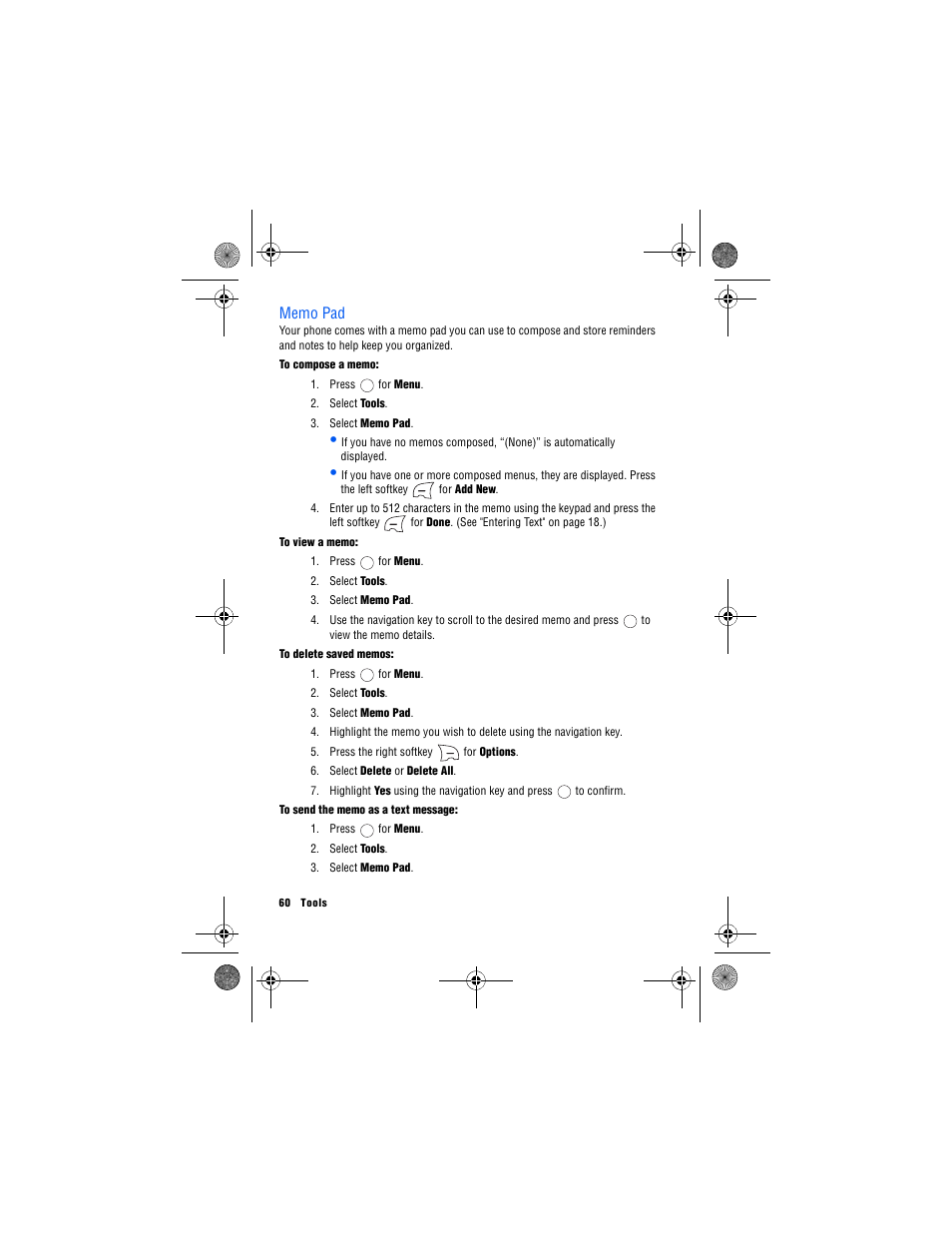 Memo pad | Samsung 12172009 User Manual | Page 67 / 117