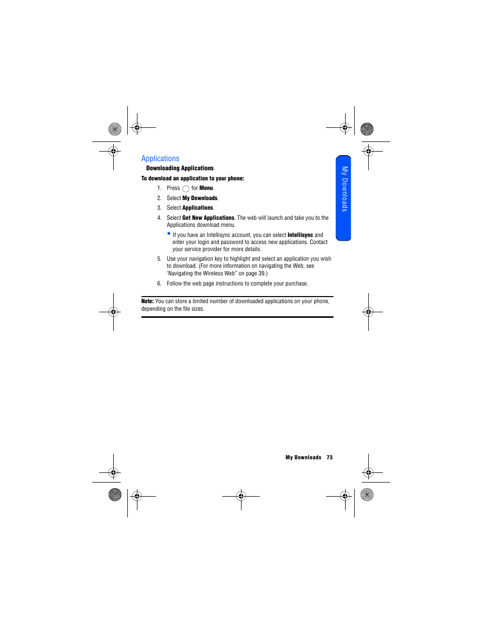 Applications, Downloading applications | Samsung 12172009 User Manual | Page 80 / 117