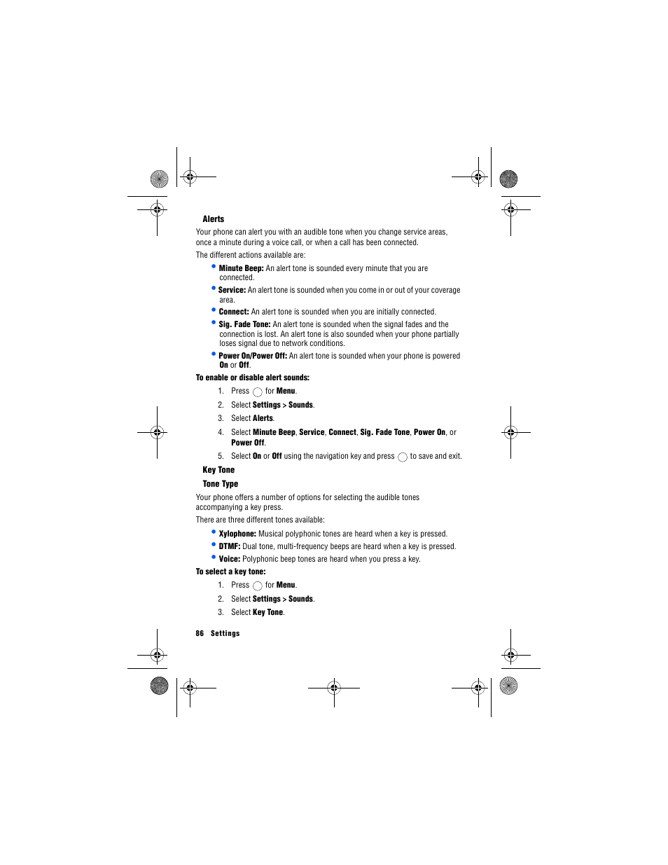 Alerts, Key tone, Tone type | Samsung 12172009 User Manual | Page 93 / 117