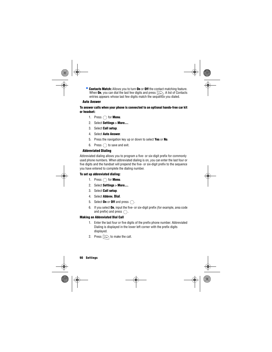 Auto answer, Abbreviated dialing | Samsung 12172009 User Manual | Page 97 / 117