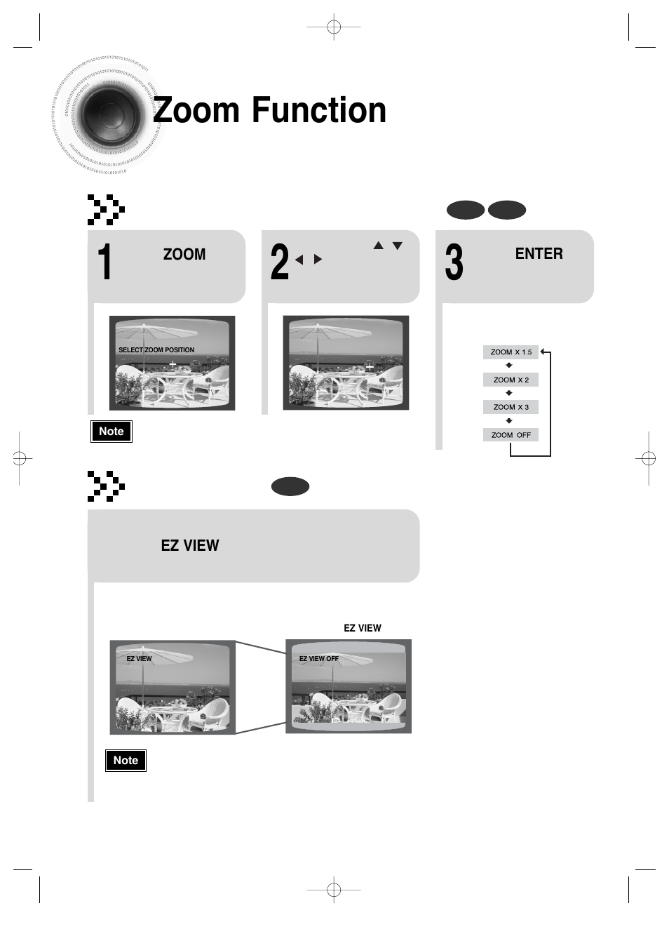 Zoom function, Zoom (screen enlarge) function, Aspect ratio | Samsung AH68-01720S User Manual | Page 45 / 89