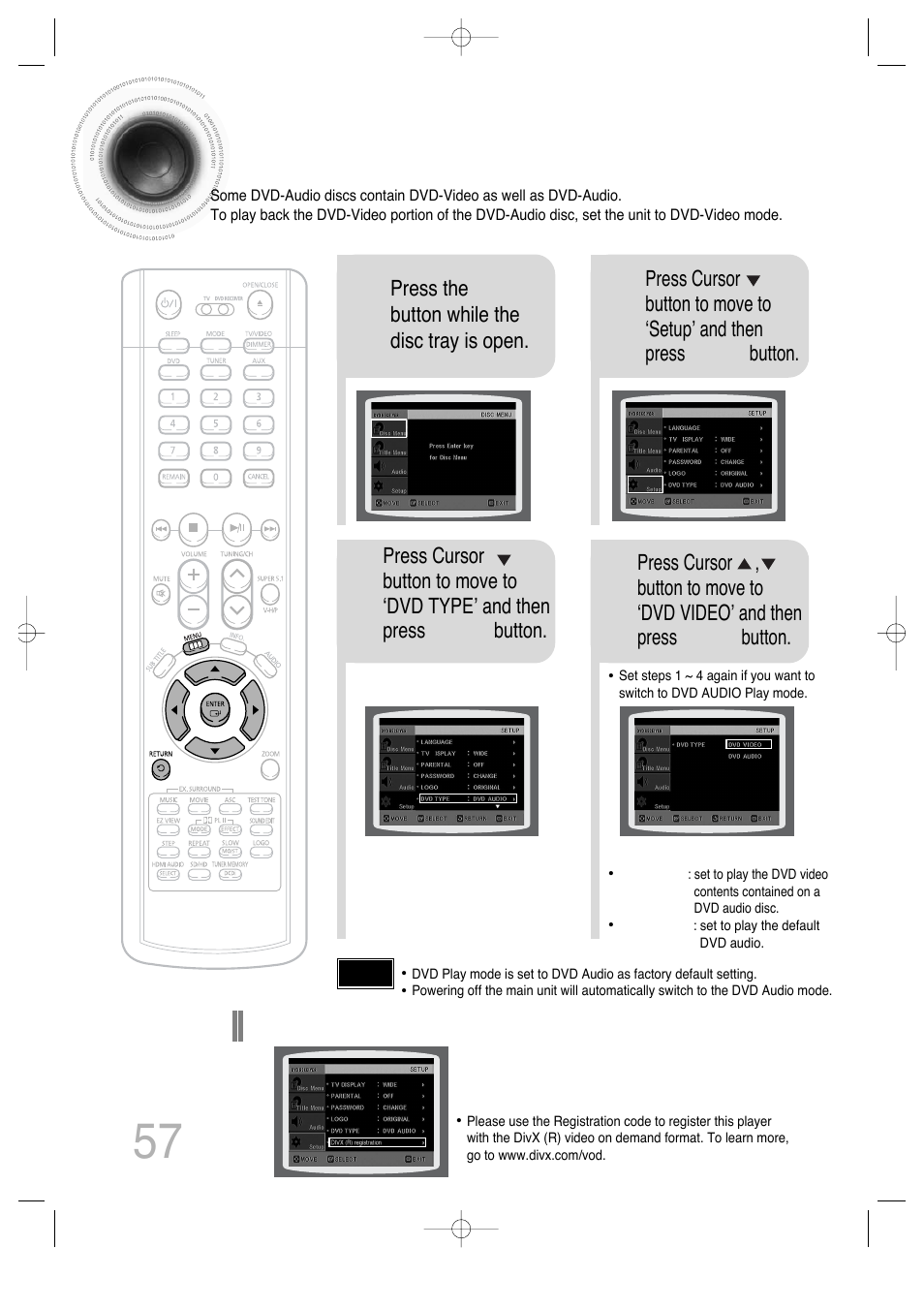 57 dvd playback mode | Samsung AH68-01720S User Manual | Page 59 / 89