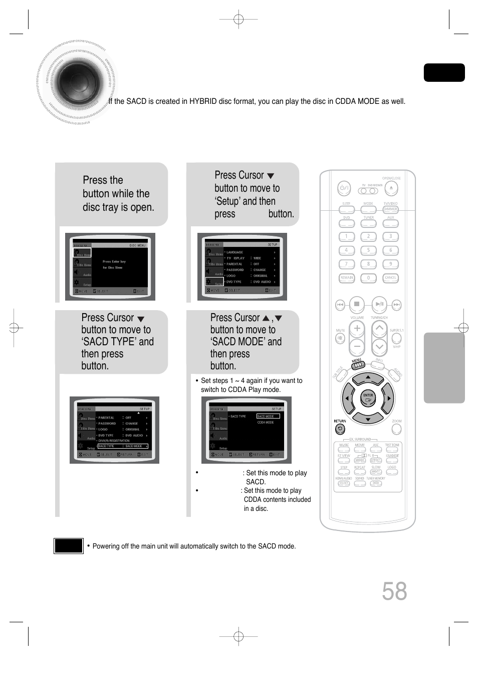 Sacd playback mode | Samsung AH68-01720S User Manual | Page 60 / 89