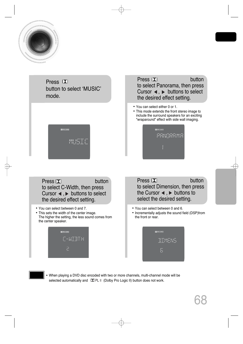 68 dolby pro logic ii effect | Samsung AH68-01720S User Manual | Page 70 / 89